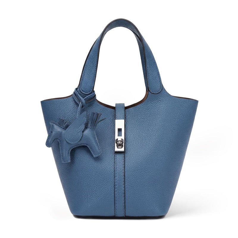 Kadynow Tote Bag for Women Vegan Leather Bucket Purse for Women Top Handle Handbag Shoulder Bag with Detachable Small Purse Blue - Image 1