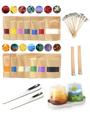 Monivi Scented Candle Sand with Wicks DIY 14 Colors Sand Wax Pearled Candle Wax Beads (1.76oz Each Color, 1.5lb/24.7oz Total up to 120Hours) Refillable Candle Making Kit Mothers Day Gift - Image 1