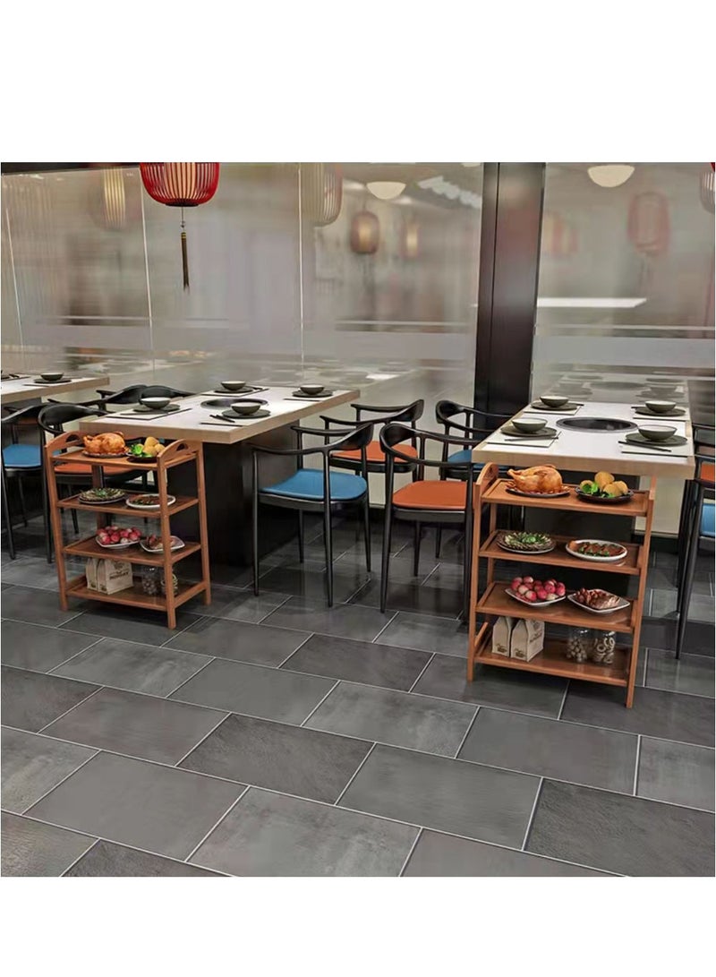 FFD Food Serving Trolly Wooden Kitchen Cart Brown 60x81x33cm - Image 2