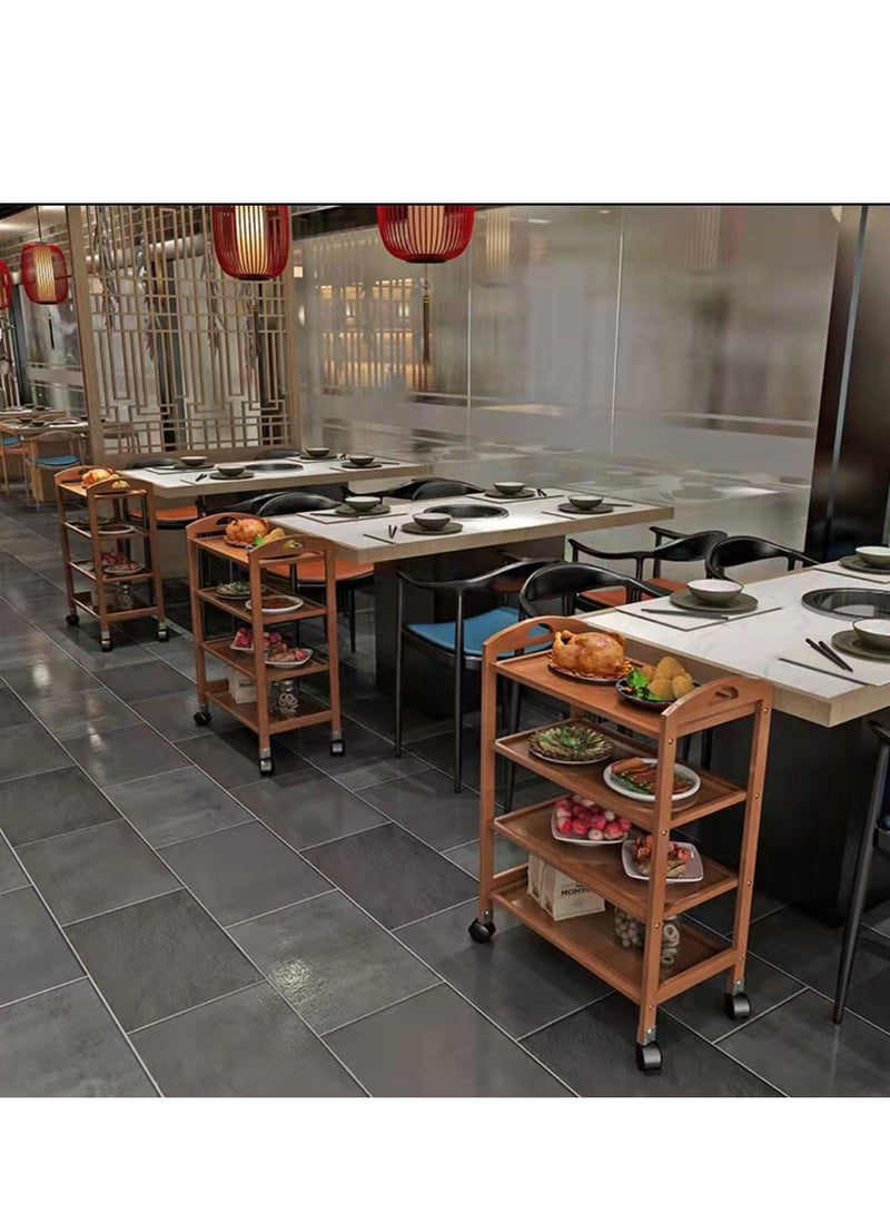 FFD Food Serving Trolly Wooden Kitchen Cart Brown 60x81x33cm - Image 3