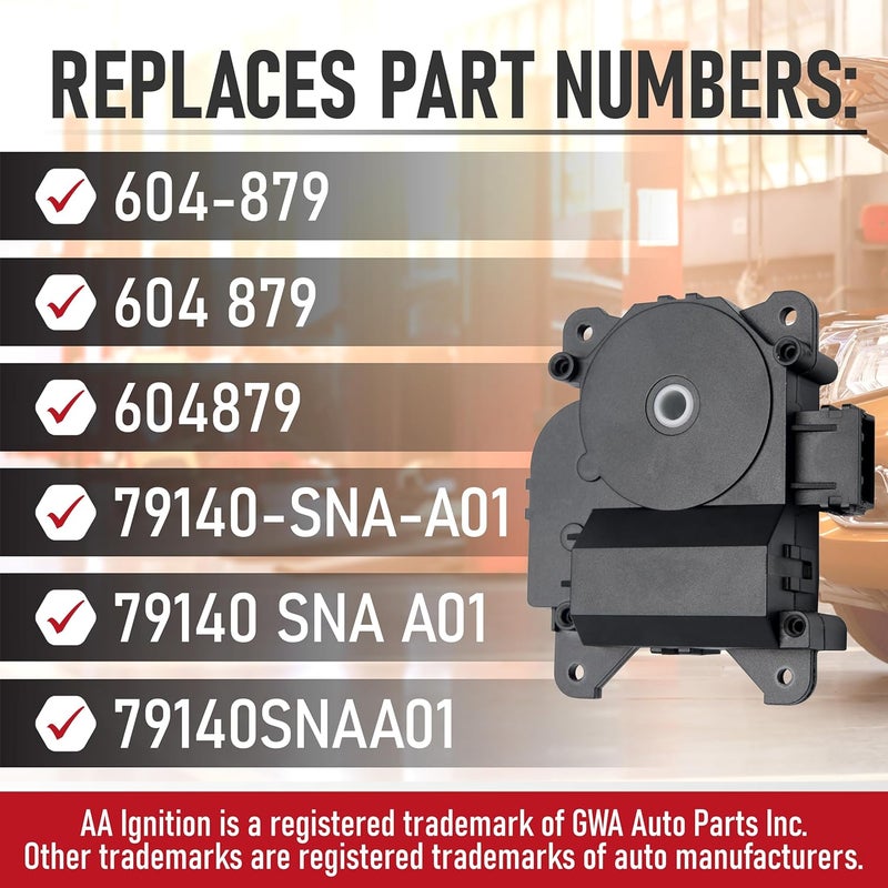 AA Ignition محرك باب خلط الهواء لنظام التكييف - بديل للأجزاء 604-879، 79140-SNA-A01، 79140SNAA01 - متوافق مع هوندا سيفيك 2006، 2007، 2008، 2009، 2010، 2011 - Image 3