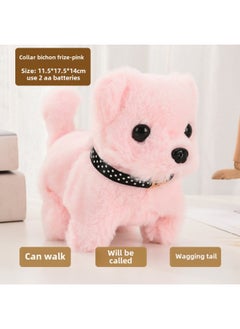 Generic Toy Dog Children Plush Electric Toy Walking Dog Electric Dog Stall Electronic Puppy Pet-Color:Collar Bichon [pink]  - Image 1