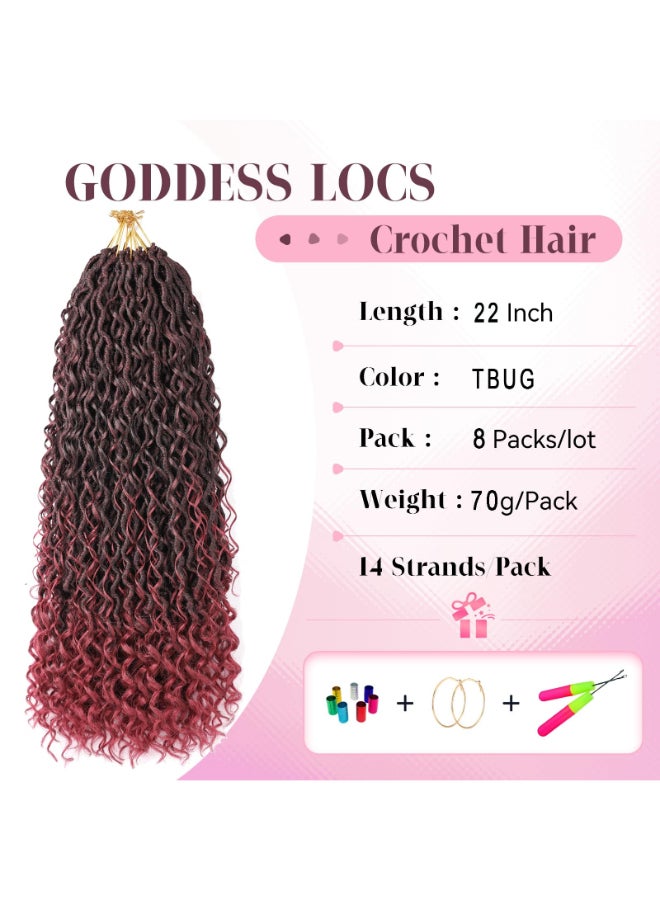 Aipin New Goddess Locs Crochet Hair 22 Inch Boho River Locs Hippie Locs Wavy Crochet With Curly Hair In Middle And Ends Braids Hair Extensions 8Packs22 inch TBUG - Image 4