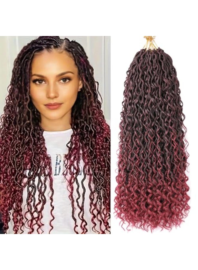 Aipin New Goddess Locs Crochet Hair 22 Inch Boho River Locs Hippie Locs Wavy Crochet With Curly Hair In Middle And Ends Braids Hair Extensions 8Packs22 inch TBUG - Image 1