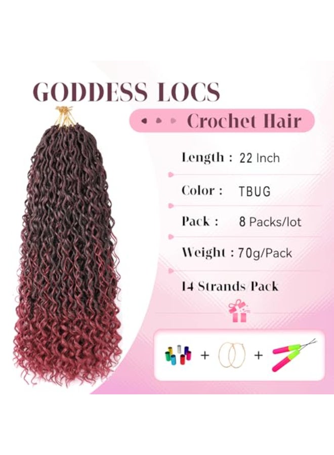 Aipin New Goddess Locs Crochet Hair 22 Inch Boho River Locs Hippie Locs Wavy Crochet With Curly Hair In Middle And Ends Braids Hair Extensions 8Packs22 inch TBUG - Image 3