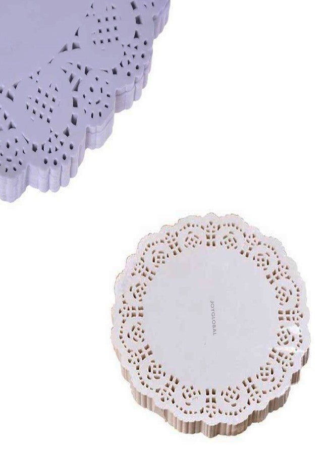 JoyGlobal 5.5 Inches Paper Lace Doilies Cake Decoration Liner Table Mats (Colour : White ; Shape : Round,
