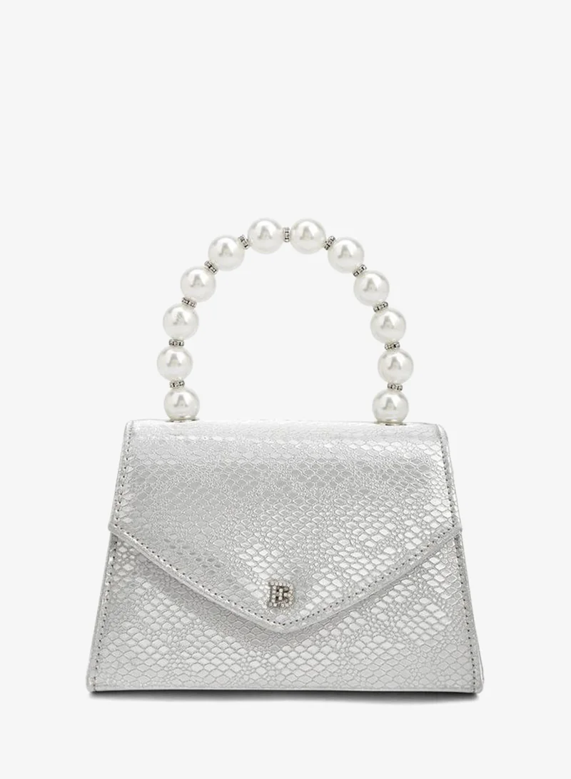 Pearl Handle  Handbag With Detachable Shoulder Strap