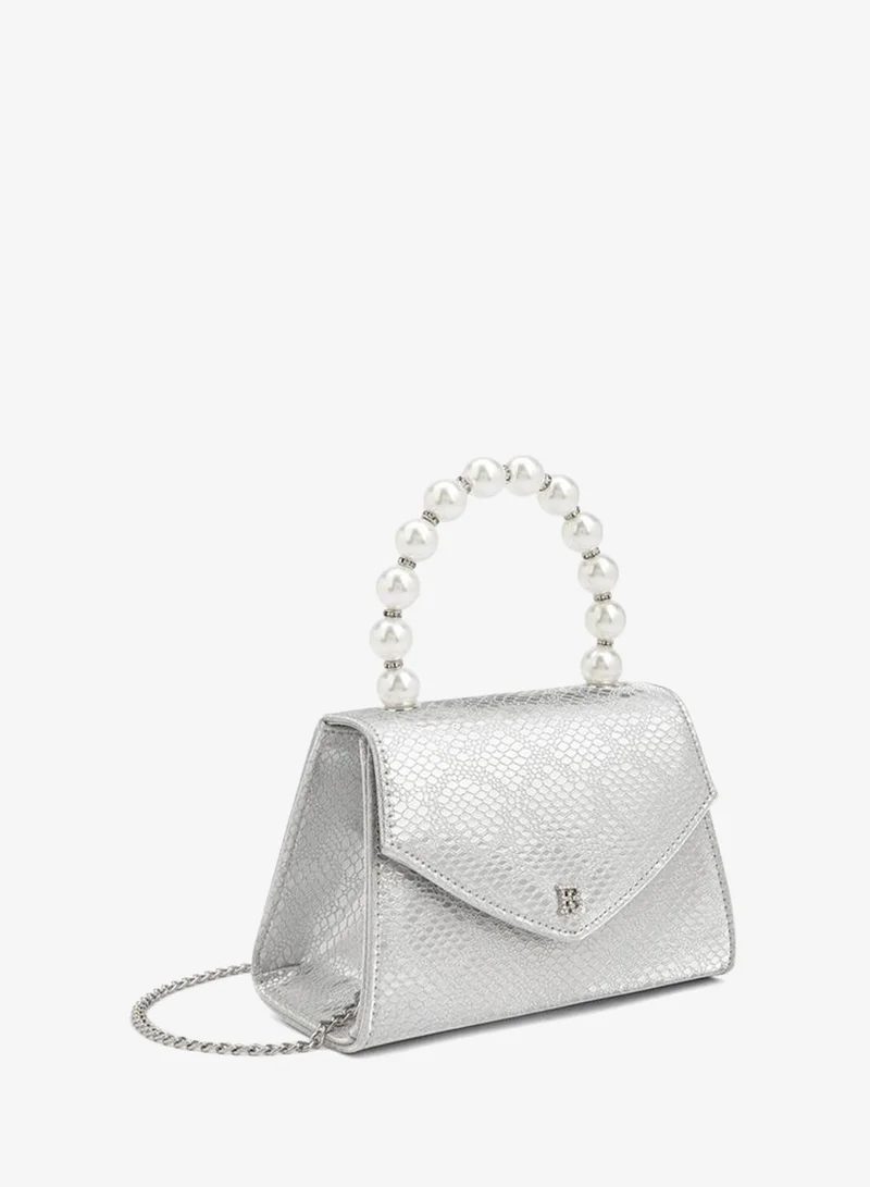 Flora Bella By Shoexpress SILVER Pearl Handle  Handbag With Detachable Shoulder Strap for Women | Best Price UAE