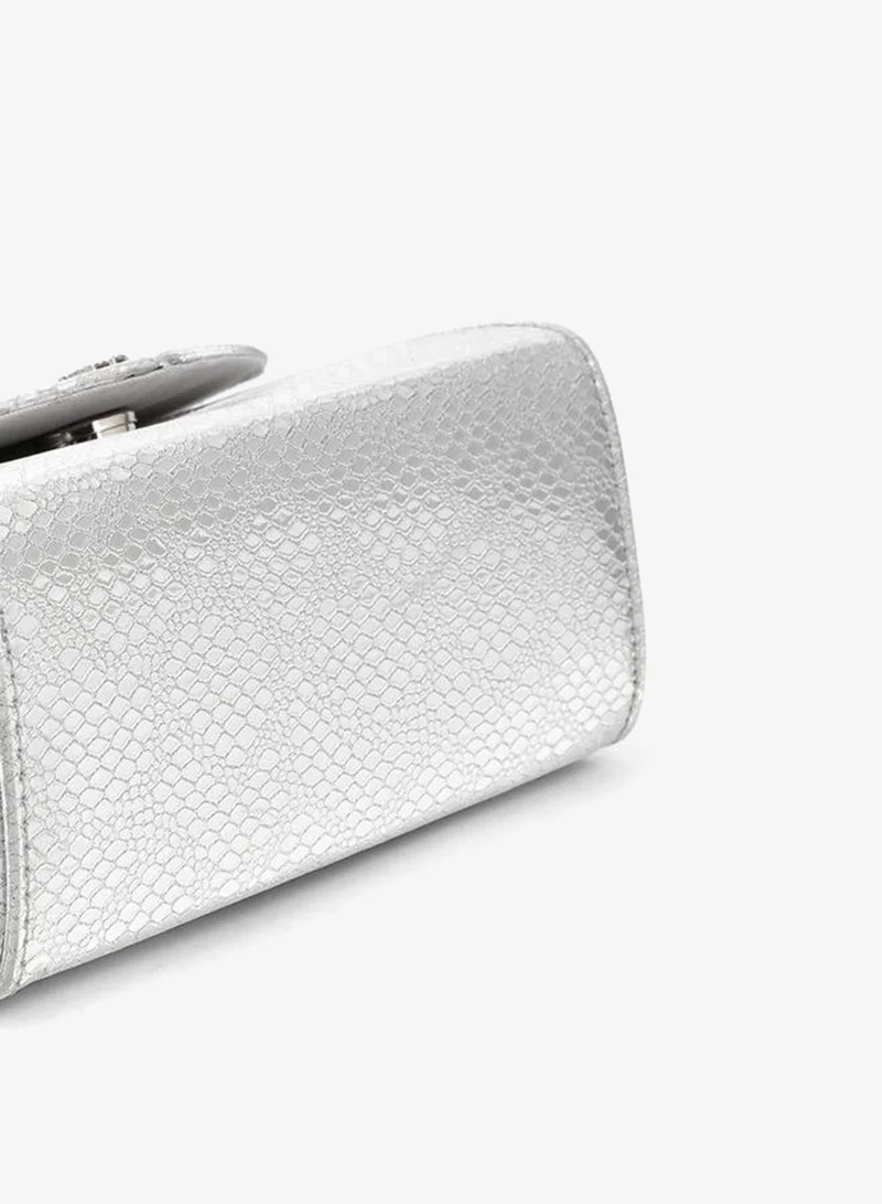 Flora Bella By Shoexpress SILVER Pearl Handle  Handbag With Detachable Shoulder Strap for Women | Best Price UAE