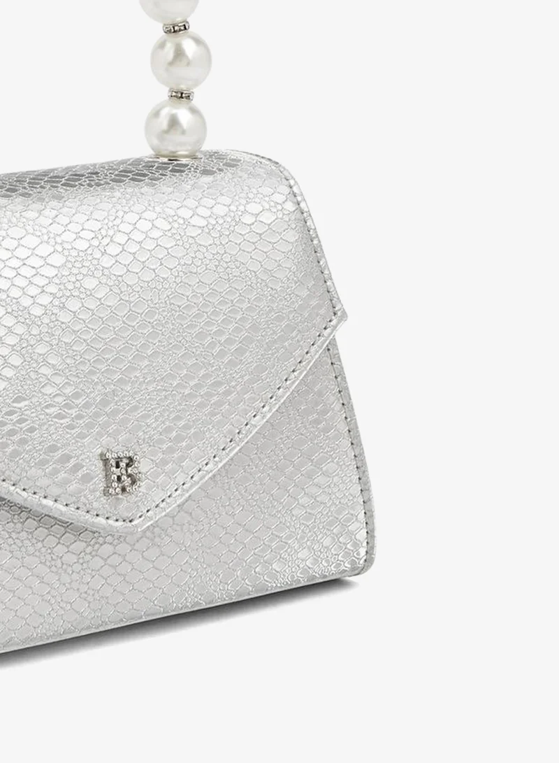 Flora Bella By Shoexpress SILVER Pearl Handle  Handbag With Detachable Shoulder Strap for Women | Best Price UAE