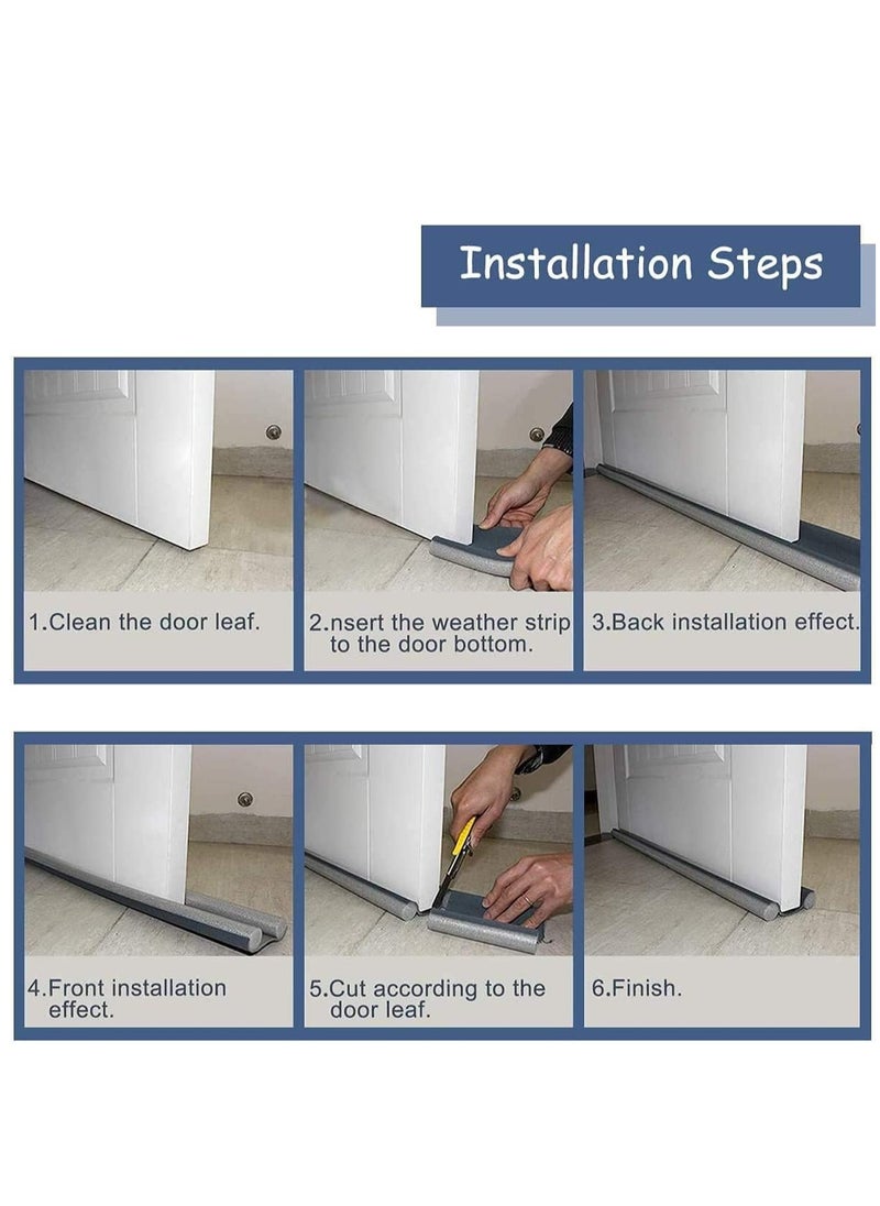 Generic Door Draft Stopper,Door Bottom Seal ,Strip Stopper,Double Door Draught Excluder,Energy Saving Under Door Draft Stopper Weather Stripping Noise Blocker Window Breeze Blocker,Thicker Door Draft, Ideal for Keeping Out Cold Door Seal for Bedroom Kitchen Window Office.(Grey,Brown,Black)  - Image 5