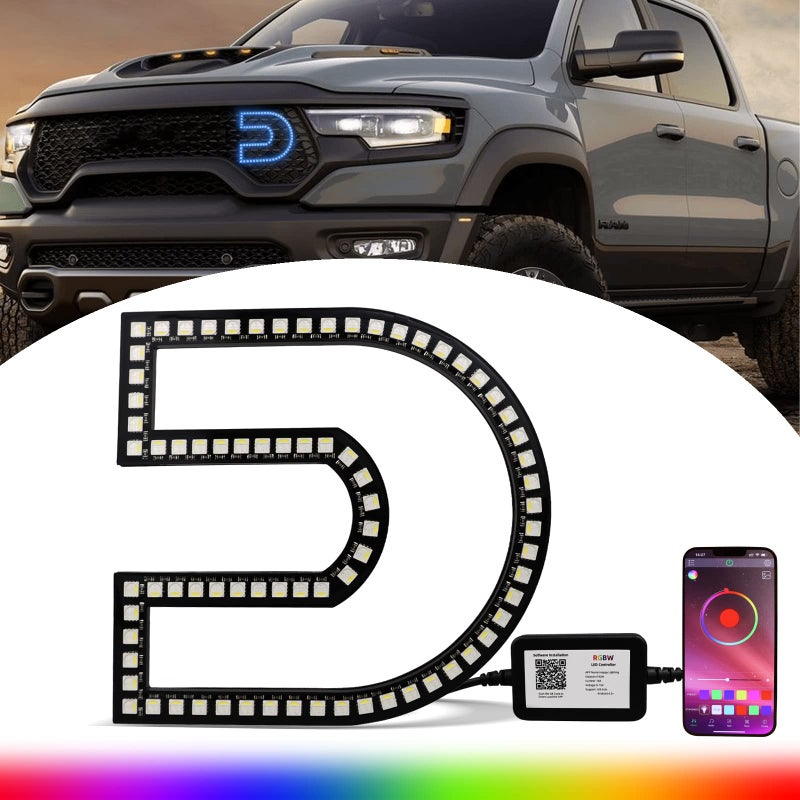 BINQIGOO Universal C Ring RGB LED Emblems Decorative Light Front Bumper Lamp with MultiColor Halo Fit for Cummins Cumins Dodge Ram 1500 2500 3500 Fender Pickup