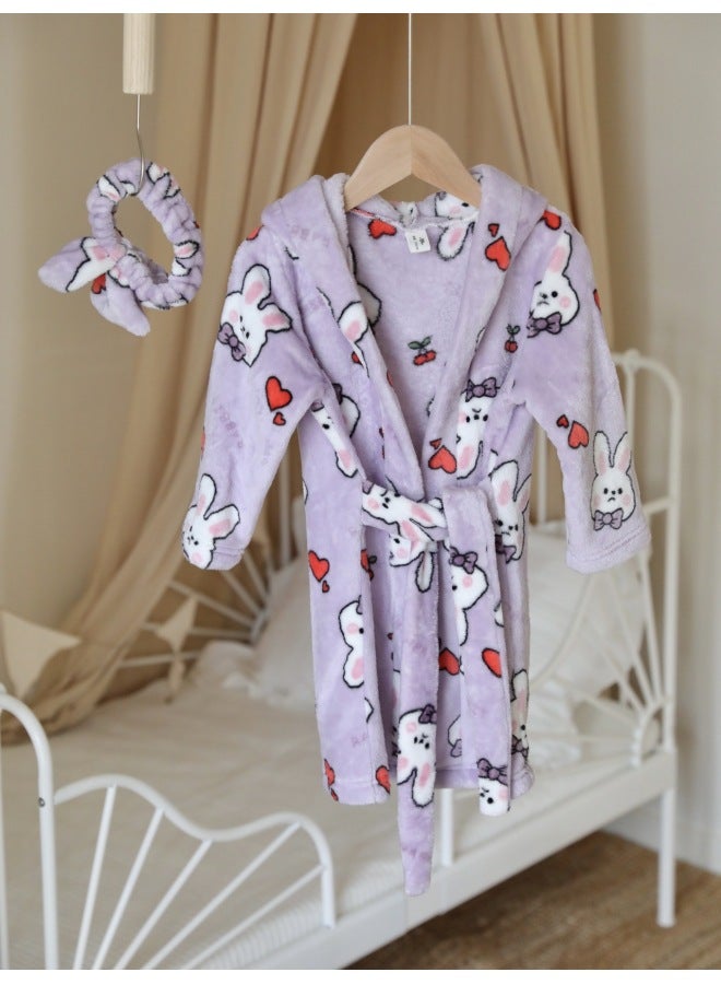 Children's Winter Coral Velvet Bathrobe For Boys And Girls Aged 2-5, Moisture-absorbing Bathrobe, Home Wear, Thickened And Warm Baby Pajamas