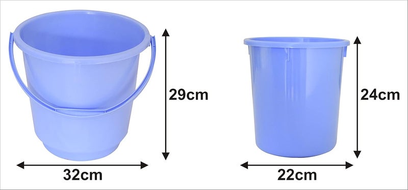 Kuber Industries Kuber Industries 2 Pieces Unbreakable Virgin Plastic Multipurpose Bucket Dustbin Set Blue  - Image 4