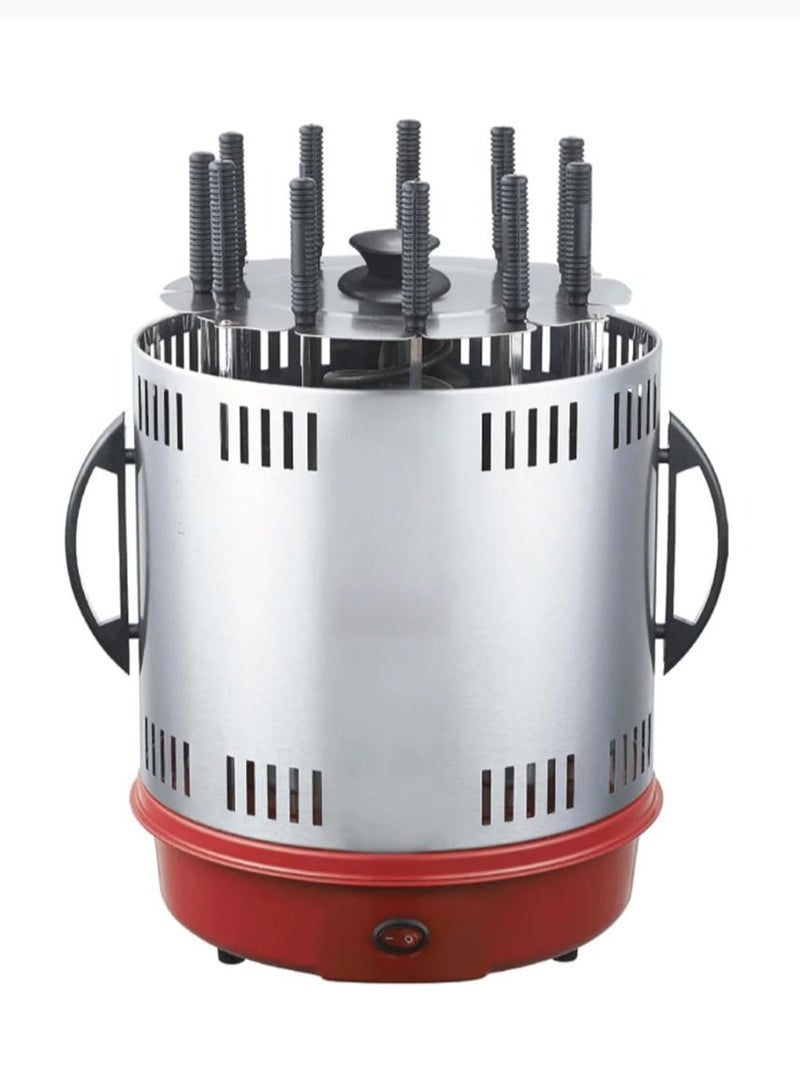 شواية كهربائية عمودية خالية من الدخان، شواية شواء دوارة، شواية داخلية 360 درجة، آلة شواء شواء، توقيت تلقائي، فرن دوار، شواية حلزونية، حفلة منزلية، 11 أسياخ طويلة، شوكة شواء - Image 4