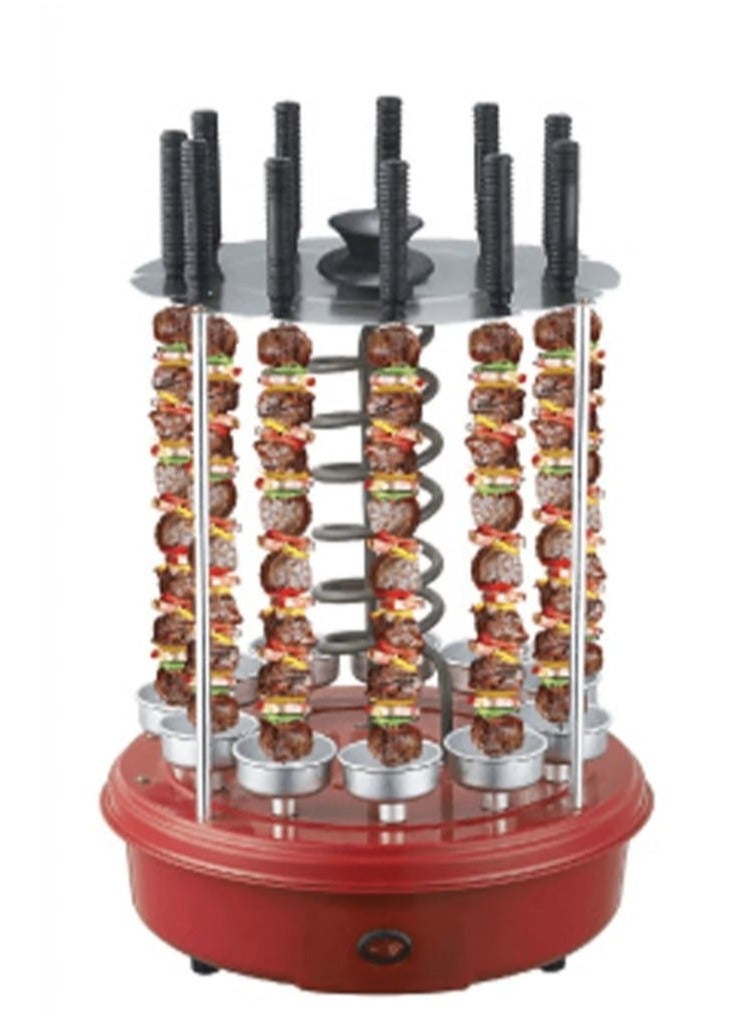 شواية كهربائية عمودية خالية من الدخان، شواية شواء دوارة، شواية داخلية 360 درجة، آلة شواء شواء، توقيت تلقائي، فرن دوار، شواية حلزونية، حفلة منزلية، 11 أسياخ طويلة، شوكة شواء - Image 2
