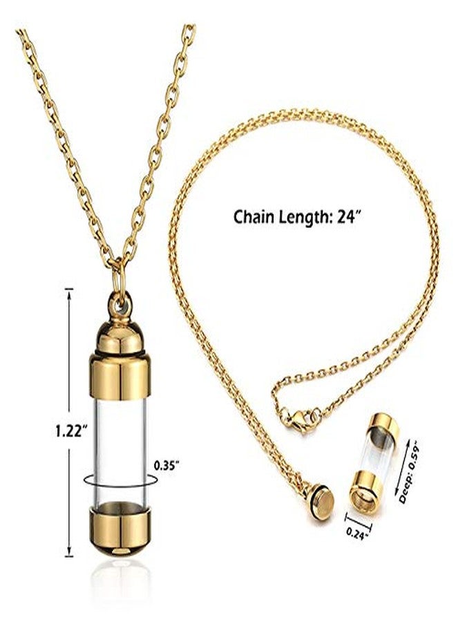 Zysta Acrylic Cylinder Urn Necklaces for Ashes Clear Glass Tube Vial Creamation Necklace Ash Urns Locket Pendant Keepsake Memorial Jewelry - Image 3