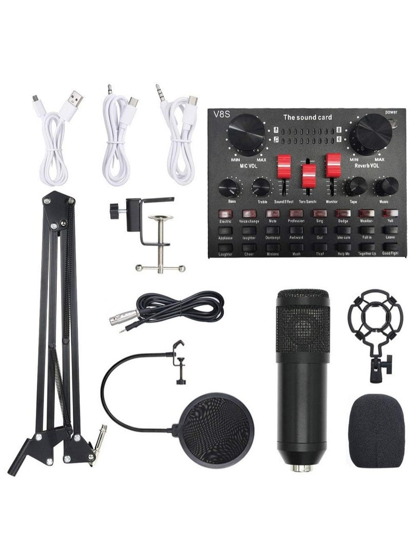 Lixada Multi-functional Live Sound Card BM800 Microphone Set Audio Recording Equipments (Black) - Image 1