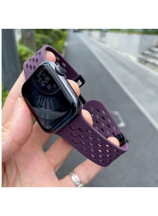 إسكدنيا For Iwatch Strap For Applewatch For Apple SE78 Generation Silicone Sports Student Watch With Magnetic Suction Folding-Color:Pink-44mm 【4-6 Generations Se/se2】 Universal - Image 5