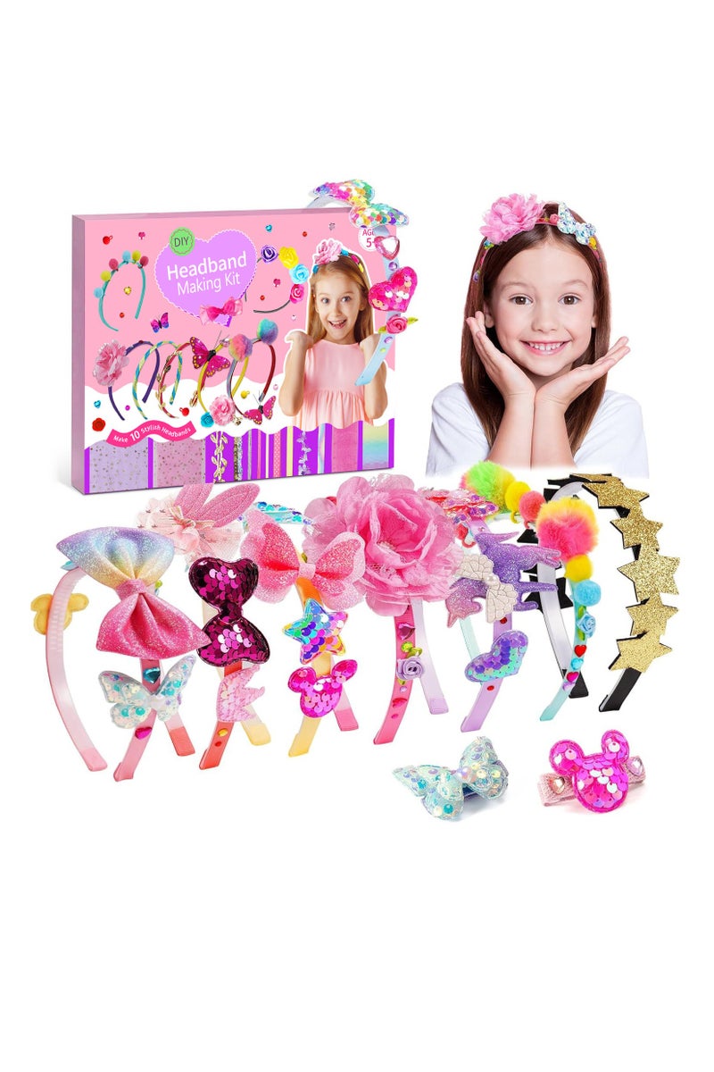 Fashion craft sets for girls, DIY headband making kits for girls, arts and crafts for kids over 5 years old, hair accessories for kids girls, headband making kits - Image 1