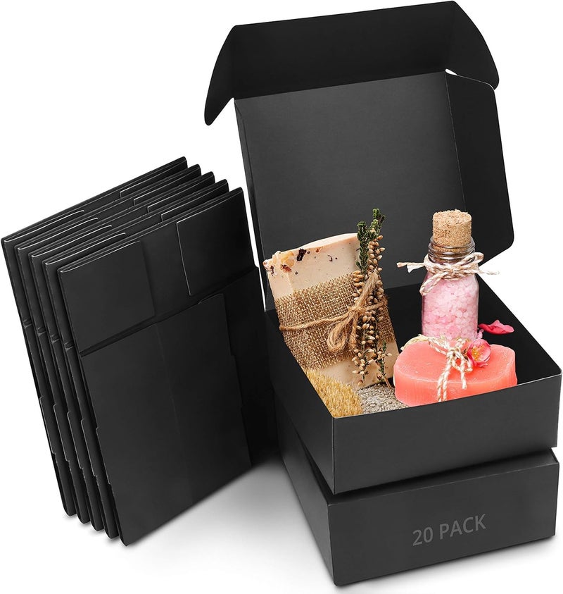 Black Cardboard Gift Boxes – 10 Pieces – 12x12x5cm – Elegant Design – for Gift Wrapping, Jewelry, Craft Products - Image 1