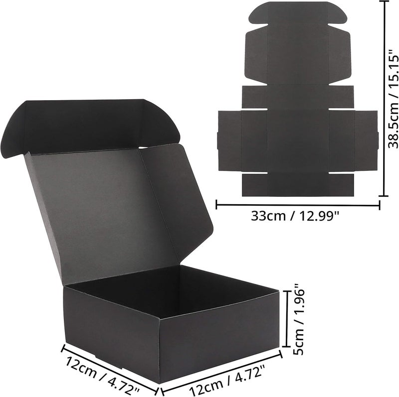 Black Cardboard Gift Boxes – 10 Pieces – 12x12x5cm – Elegant Design – for Gift Wrapping, Jewelry, Craft Products - Image 2