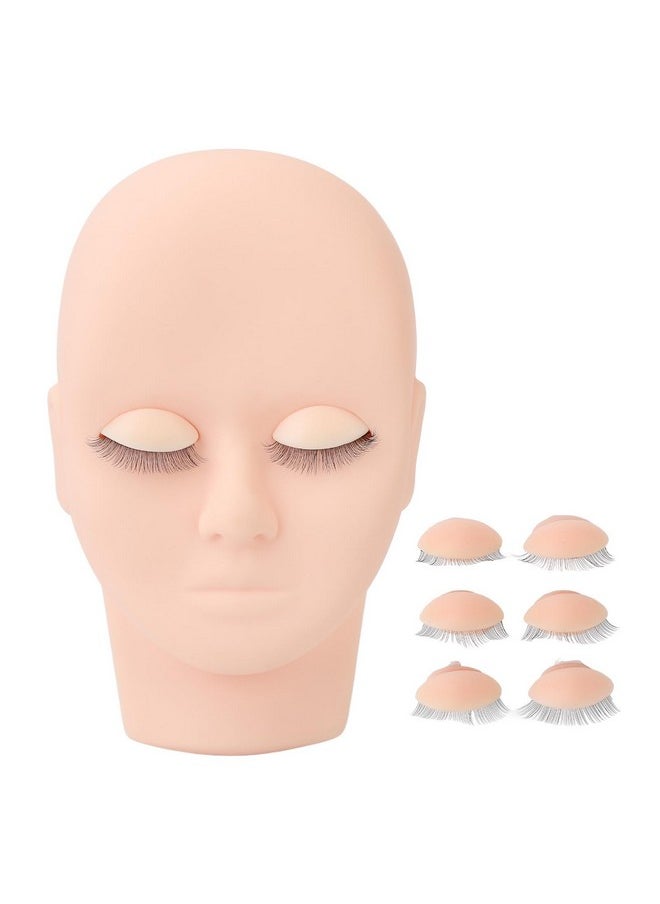 ZJchao - Lash Mannequin Head Lash Practice Kit Makeup Eyelash Extension Practice Doll Head With 3 Pairs Removable Eyelids Double Layer Lashes Replaced Eyelids Training Mannequin Head For Makeup Practice - Image 1