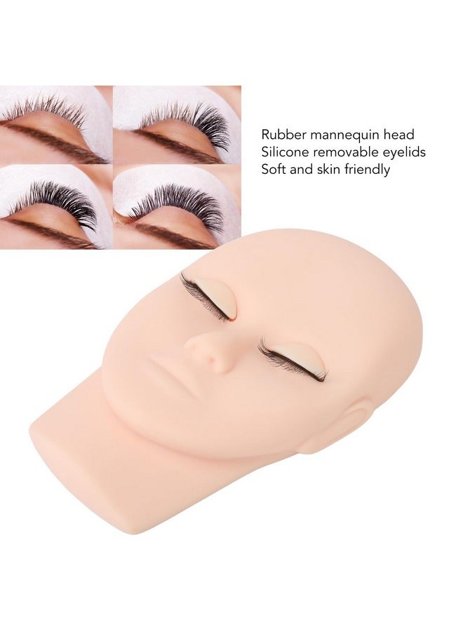 ZJchao - Lash Mannequin Head Lash Practice Kit Makeup Eyelash Extension Practice Doll Head With 3 Pairs Removable Eyelids Double Layer Lashes Replaced Eyelids Training Mannequin Head For Makeup Practice - Image 1