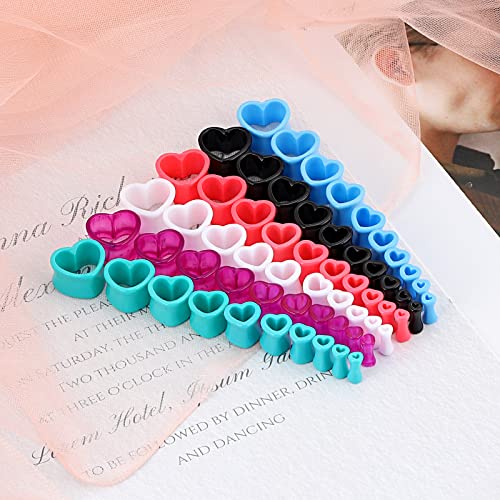 Qmcandy 6 Pairs Acrylic Heart Shape Ear Tunnels Plugs Colorful Gauges for Ears 0g - Image 4