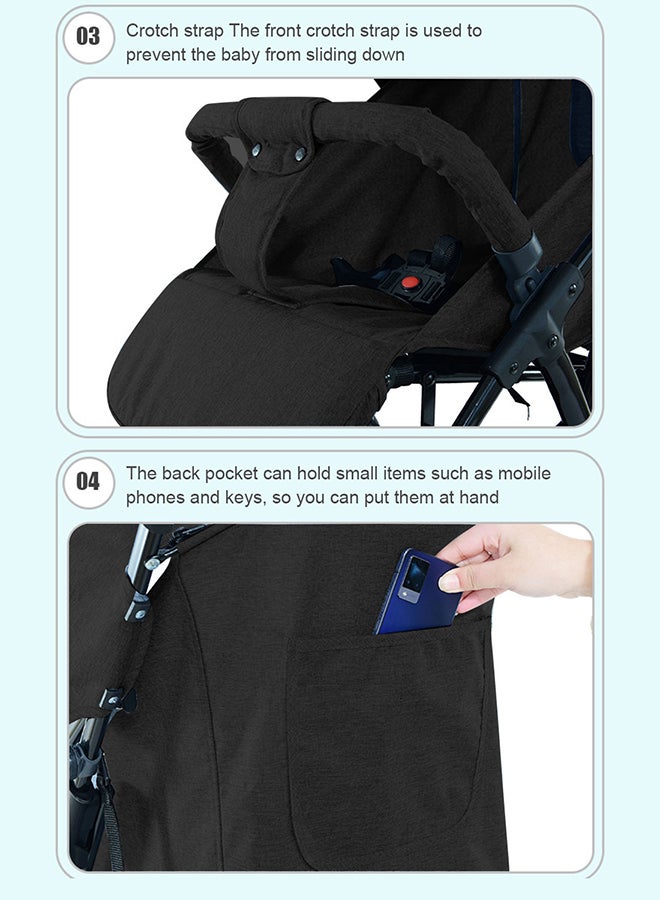 GOOTOY Auto Baby Stroller, Can Sit And Lie, Lightweight Single Stroller, Foldable And Portable Pram WIth Big Storage Basket, Travel Stroller For Newborn - Image 5