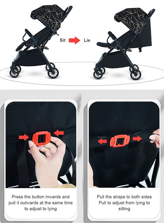 GOOTOY Auto Baby Stroller, Can Sit And Lie, Lightweight Single Stroller, Foldable And Portable Pram WIth Big Storage Basket, Travel Stroller For Newborn - Image 3