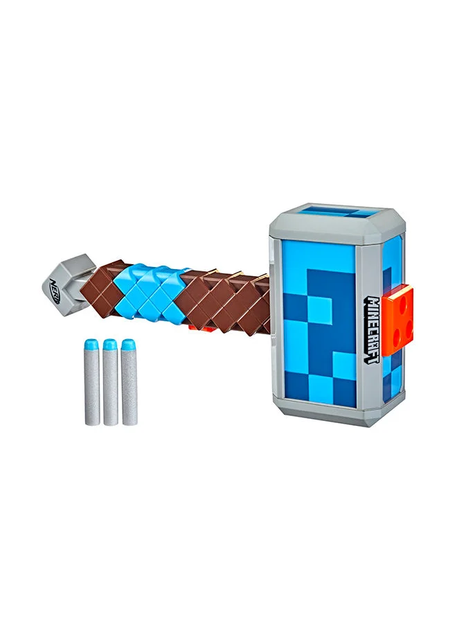 نيرف Minecraft Stormlander Dart-Blasting Hammer With 3 Darts And Pull-Back Priming Handle