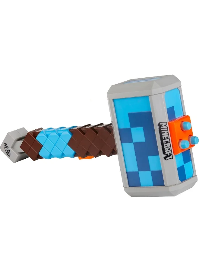 NERF Minecraft Stormlander Dart-Blasting Hammer With 3 Darts And Pull-Back Priming Handle