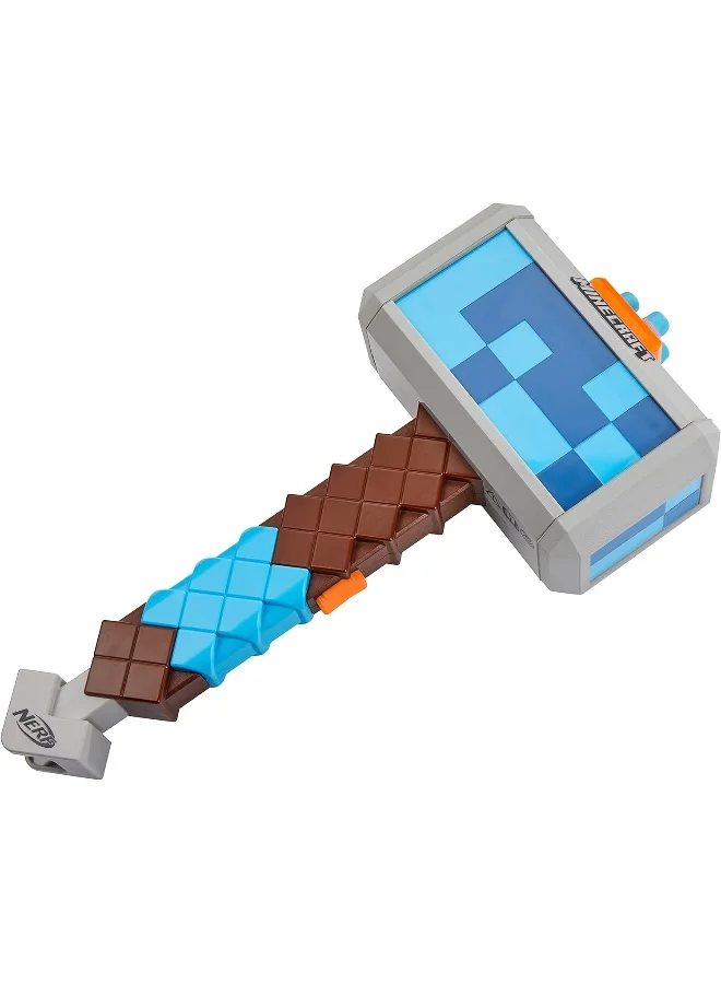 NERF Minecraft Stormlander Dart-Blasting Hammer With 3 Darts And Pull-Back Priming Handle