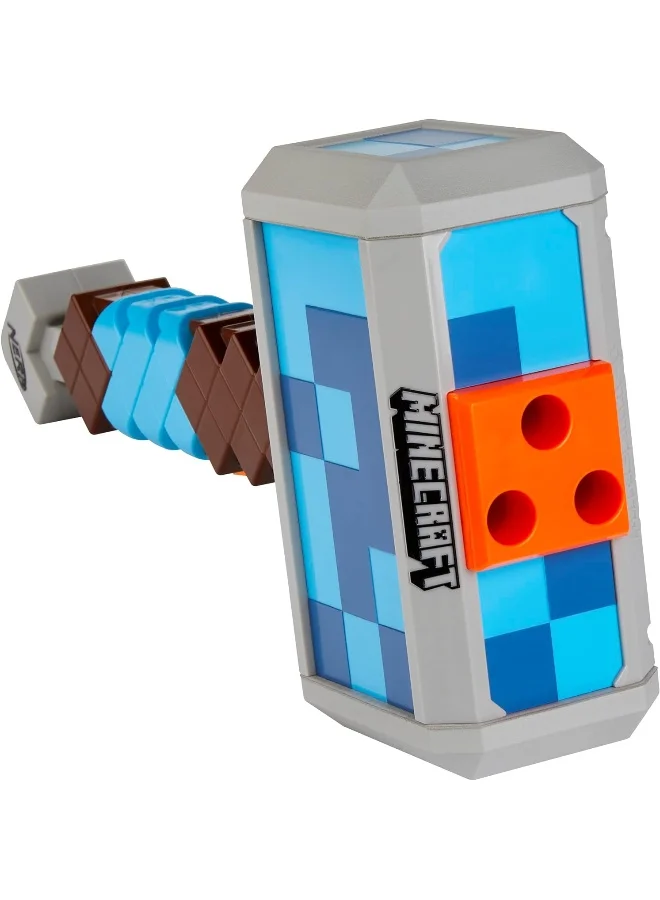 NERF Minecraft Stormlander Dart-Blasting Hammer With 3 Darts And Pull-Back Priming Handle