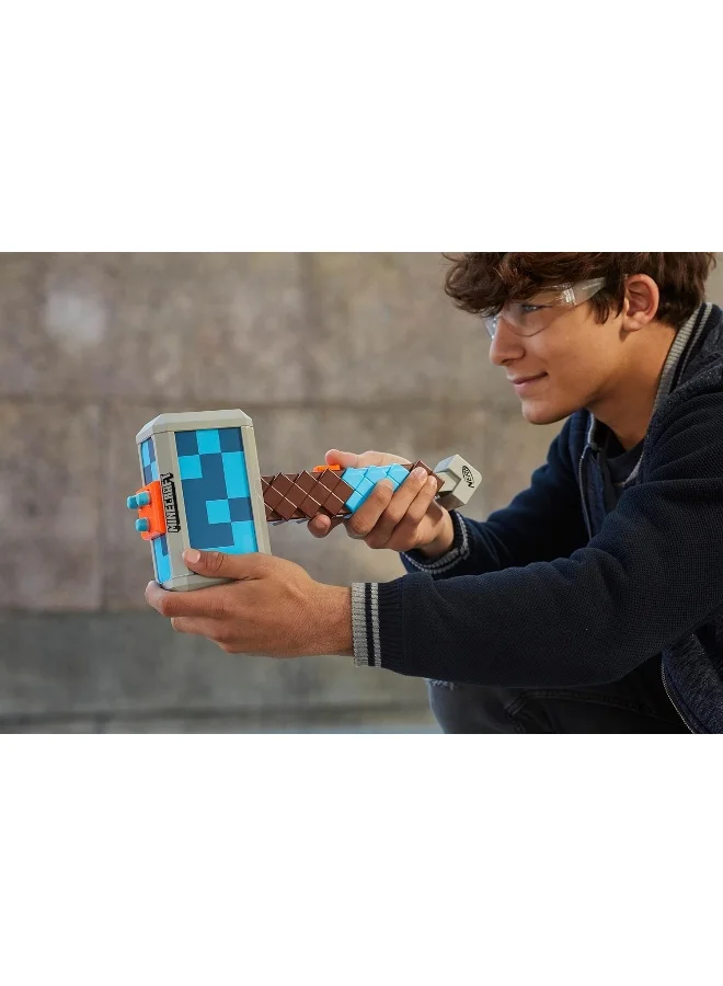 NERF Minecraft Stormlander Dart-Blasting Hammer With 3 Darts And Pull-Back Priming Handle