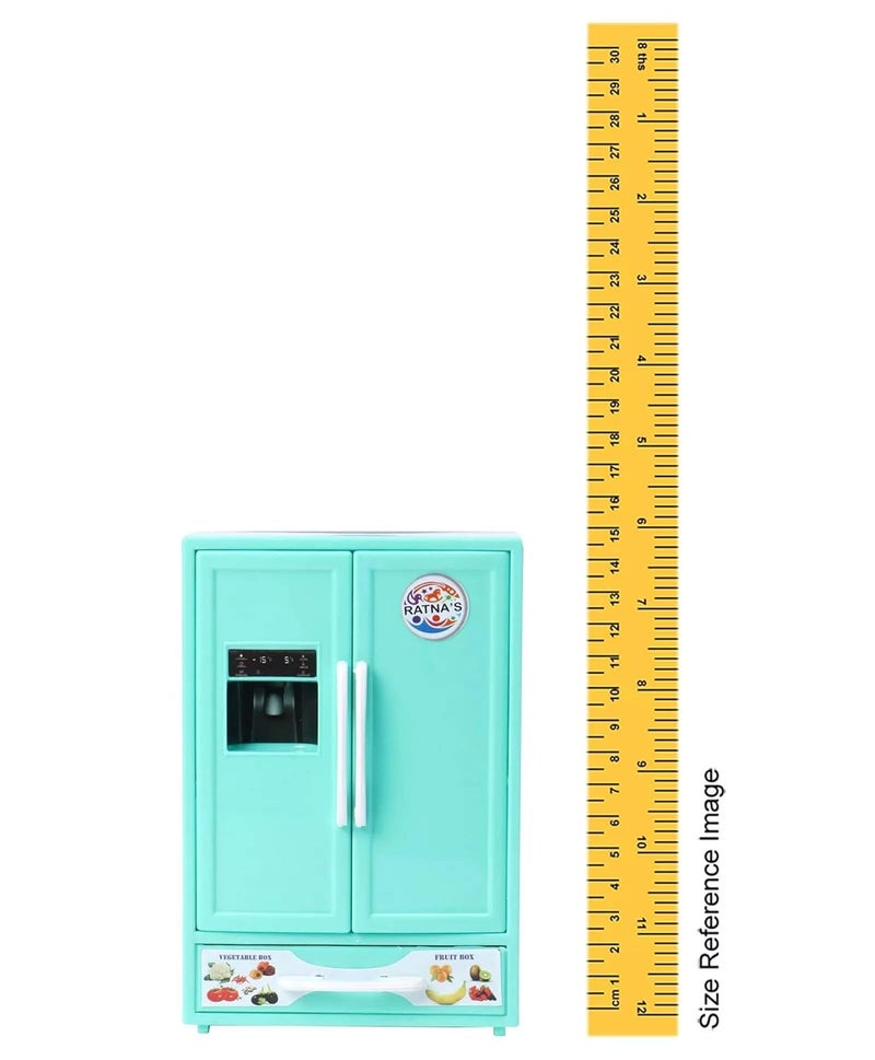 RATNA'S ثلاجة لعبة بلاستيكية للعب دور في المطبخ المنزلي، جهاز مطبخ مصغر للأطفال، أخضر - Image 4
