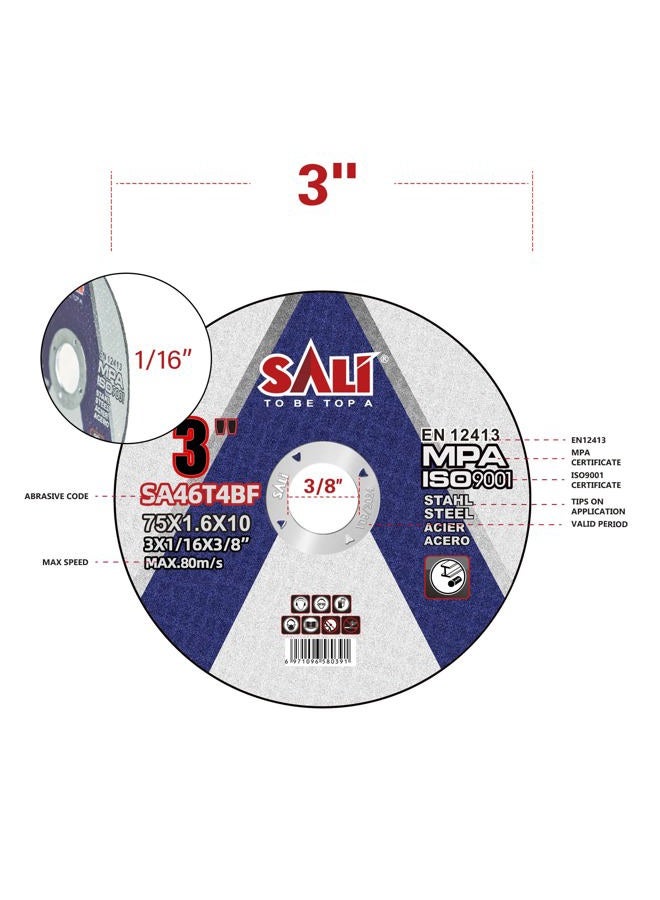 SALI 25 Pack Cut Off Wheels 3 Inch General Purpose Metal Cutting Wheel for 3 in Angle Grinders and Die Grinders- Cutting Disc Aggressive Cutting 3" x 1/16" x 3/8" Operating Up to 25000 RPM and 80 M/S - Image 2
