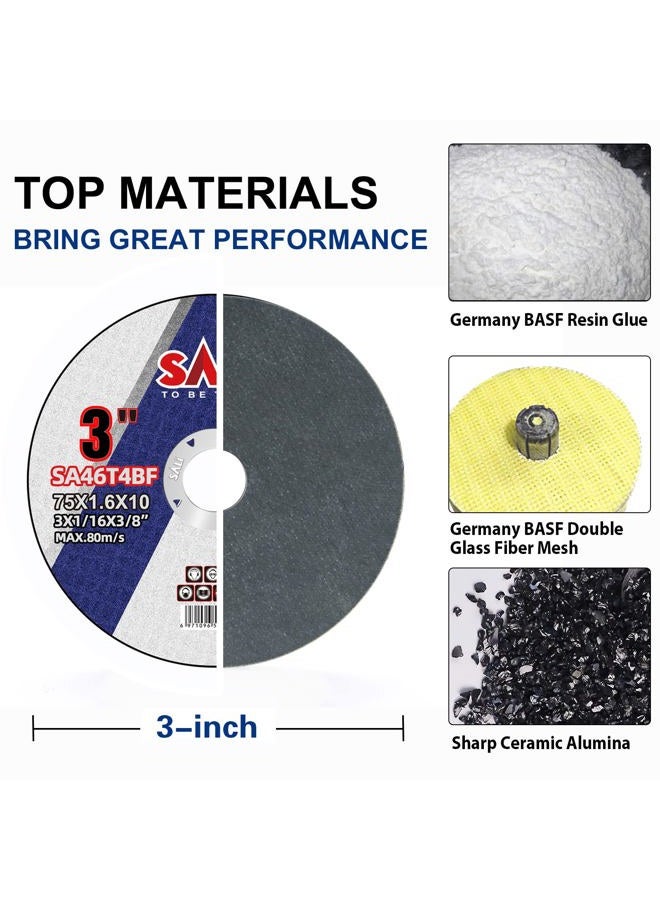 SALI 25 Pack Cut Off Wheels 3 Inch General Purpose Metal Cutting Wheel for 3 in Angle Grinders and Die Grinders- Cutting Disc Aggressive Cutting 3" x 1/16" x 3/8" Operating Up to 25000 RPM and 80 M/S - Image 3