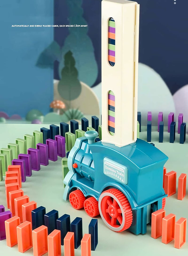 DURKU Domino Train Toy Set with 60 pcs Dominos Train Blocks, STEM Building Montessori Toy for Kids,  Automatic Domino Train Creative Kids Domino Games Gift for Boy Gril - Image 2