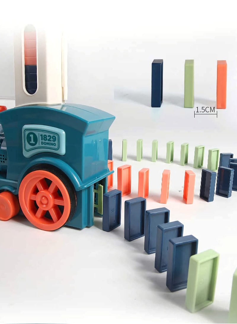 DURKU Domino Train Toy Set with 60 pcs Dominos Train Blocks, STEM Building Montessori Toy for Kids,  Automatic Domino Train Creative Kids Domino Games Gift for Boy Gril - Image 3