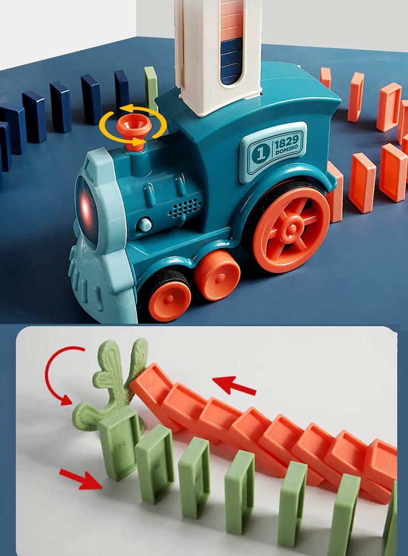 DURKU Domino Train Toy Set with 60 pcs Dominos Train Blocks, STEM Building Montessori Toy for Kids,  Automatic Domino Train Creative Kids Domino Games Gift for Boy Gril - Image 5