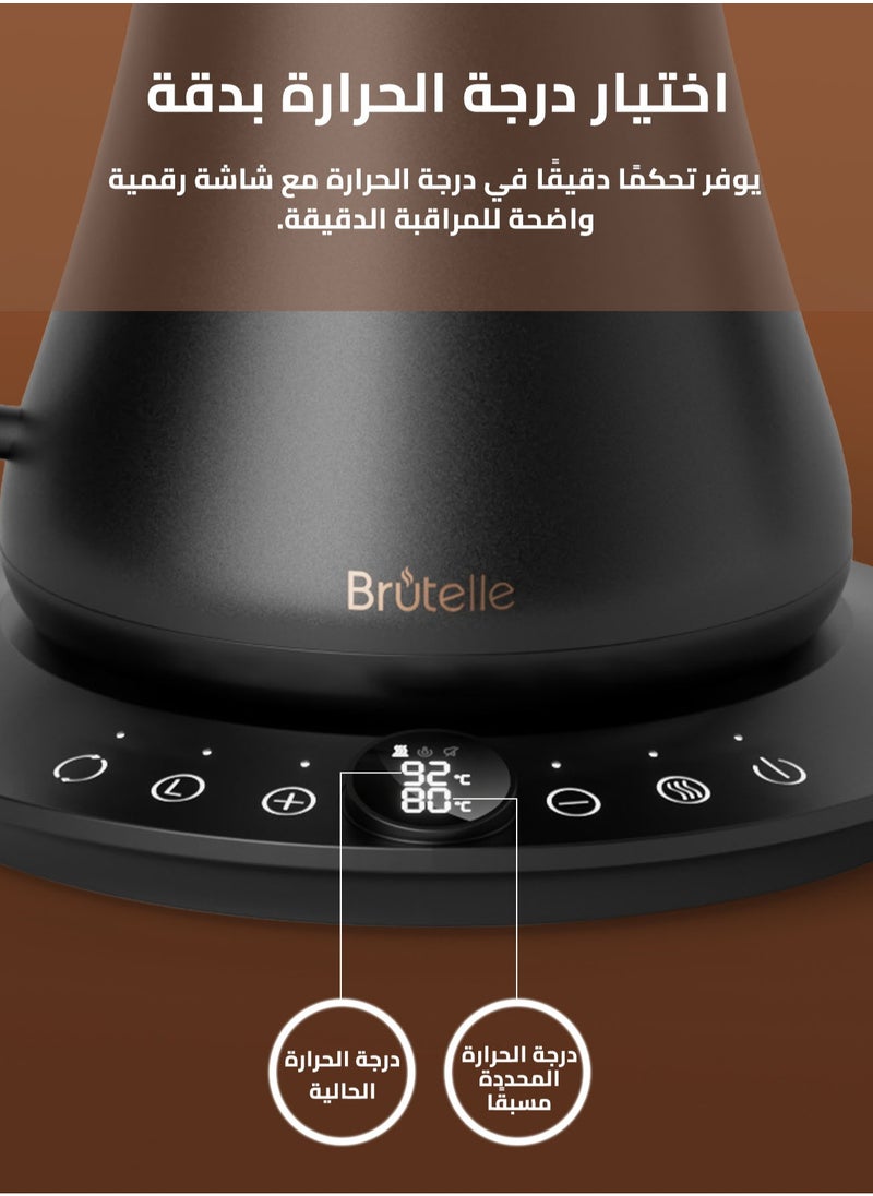 Brutelle Electric Kettle V60 Coffee Kettle Gooseneck Kettle 800Ml 1200W Fast Heating 304 Stainless Steel With 100Pcs 02 V60 Paper Filter  - Image 4