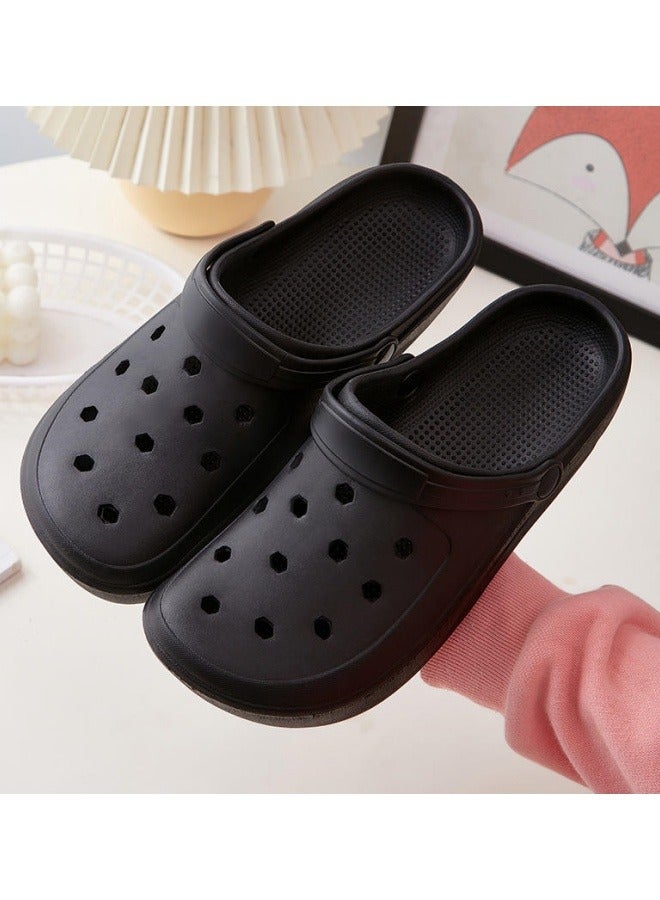 GGEROU Classic Men and Women Sandals Thick Sole Anti Slip Hole Shoes Beach Shoes EVA Casual Clogs Black  - Image 1