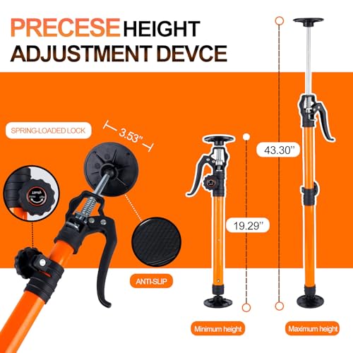 Tikelly Cabinet Jack for Installing Cabinet Support Rod 3rd Hand Support System Adjustable Support Pole,Extend from 19.29 inch to 43.30 inch,Orange 2 Pack - Image 2