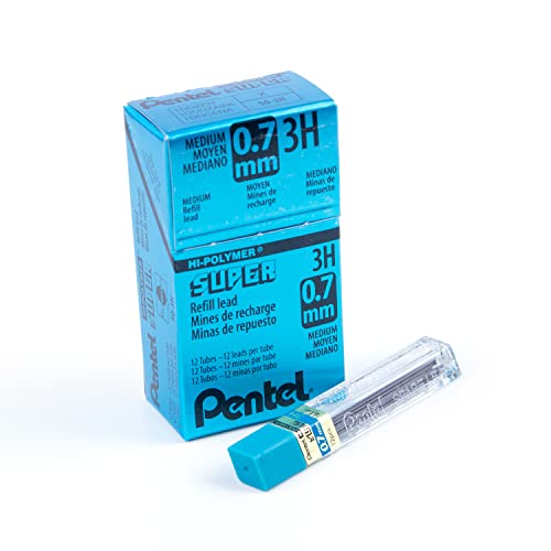 Pentel Super Hi-Polymer Lead Refill, (0.7mm) Medium, 3H, 144 Pieces of Lead (50-3H) - Image 1