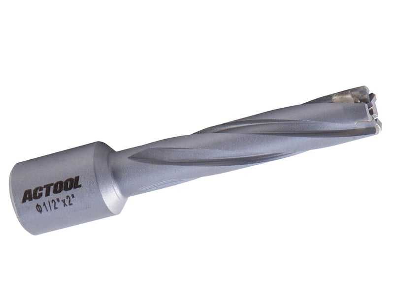 ACTOOL 1/2'' Diameter x 2'' Depth of Cut Carbide Tipped TCT ANNULAR Cutter with 3/4'' Weldon Shank - Image 1