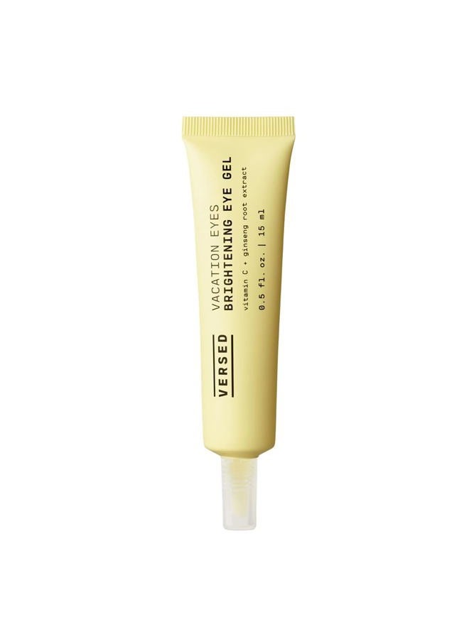 Versed جل العين المشرق لعطلة - جل خفيف الوزن مهدئ للعيون المنتفخة مع فيتامين C، مستخلص جذر الجينسنغ ونياسيناميد - يساعد في تقليل ظلمة تحت العين - نباتي (0.5 أونصة سائلة) - Image 1
