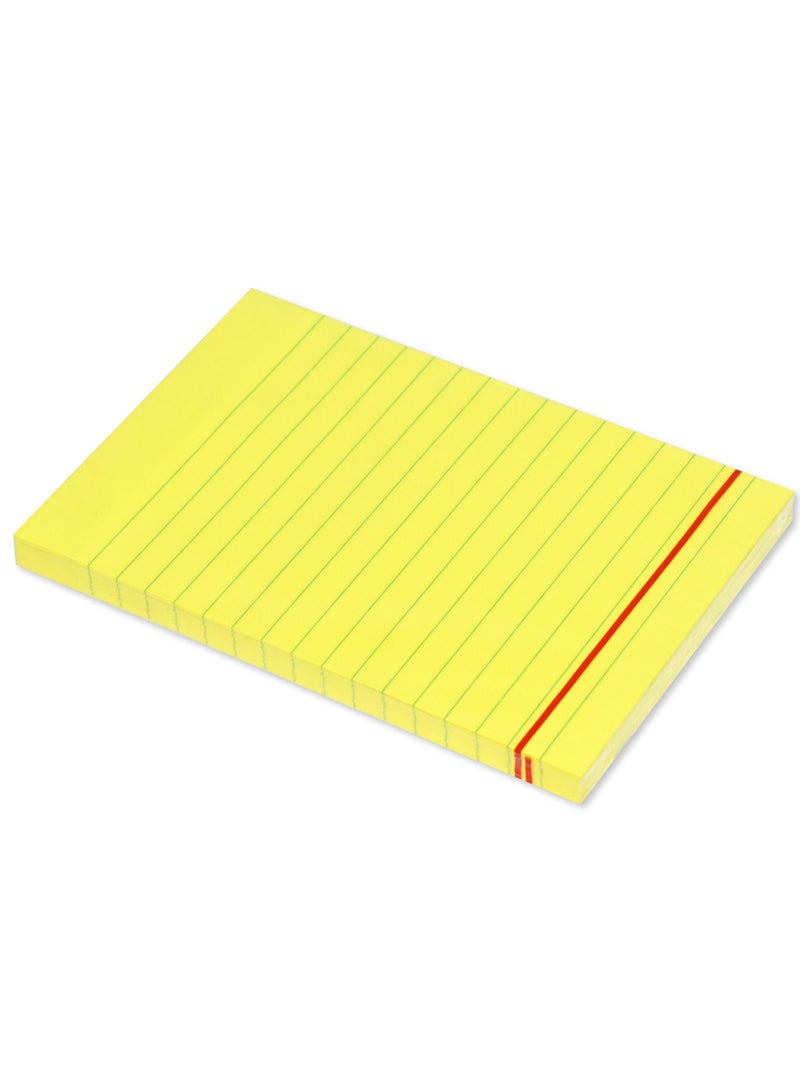 FIS Sticky Note Pad, 4X6 inches, Pack of 6, Ruled Neon Yellow -FSPO4X6RNYL - Image 2