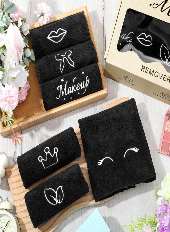TURSTIN 12 Pack Makeup Remover Towels 13x13 Inch Black Makeup Washcloths Microfiber Face Towel Reusable Soft Facial Towel for Women Face Cleansing Skin Care Gifts, 6 Styles - Image 4